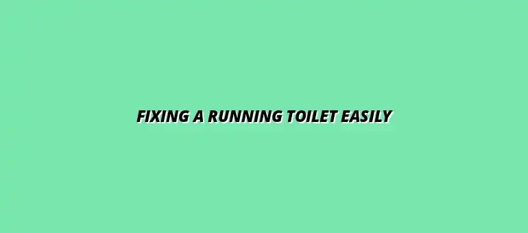 How to fix a running toilet with simple tools