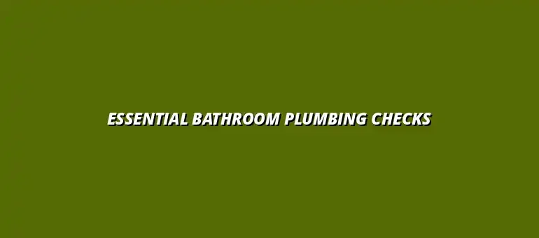 Routine bathroom plumbing checks every homeowner should know