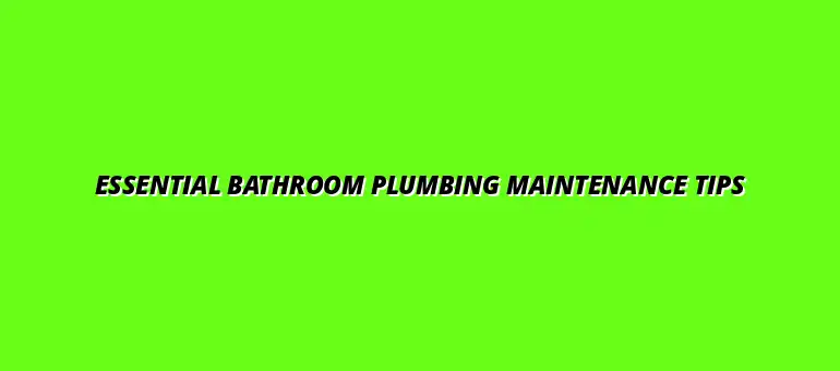 Bathroom plumbing maintenance tips for avoiding costly repairs