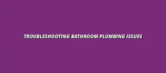 How to troubleshoot common bathroom plumbing problems