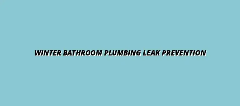 How to prevent leaks in bathroom plumbing during winter