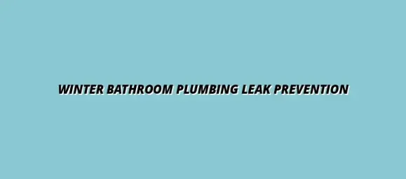 How to prevent leaks in bathroom plumbing during winter